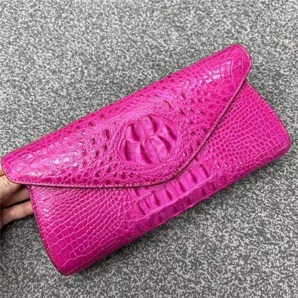 Authentic Crocodile Skin Women Envelop Clutch Genuine Alligator Leather Lady