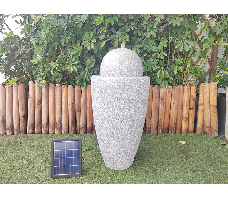 Outdoor Garden Grey Solar Water Fountain with Max Flow of 200L/H and Magnesium Oxide