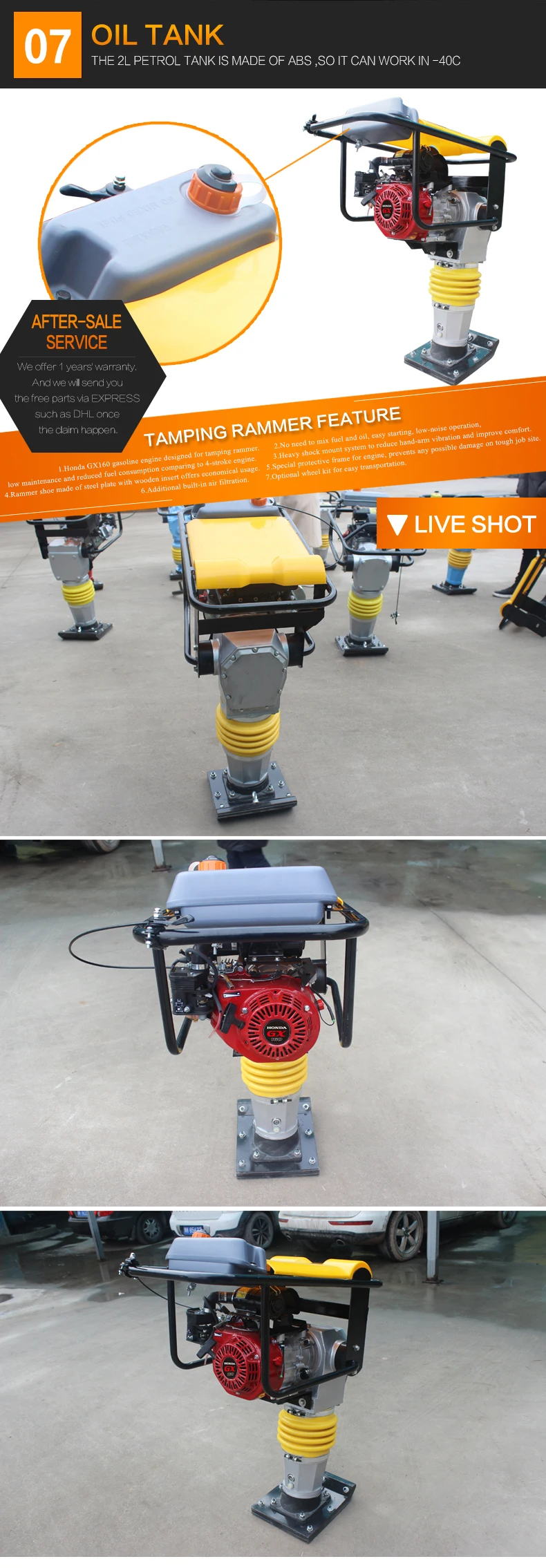 Unique Selling Point High Operating Efficiency Vibrating Rammer for Soil Compaction