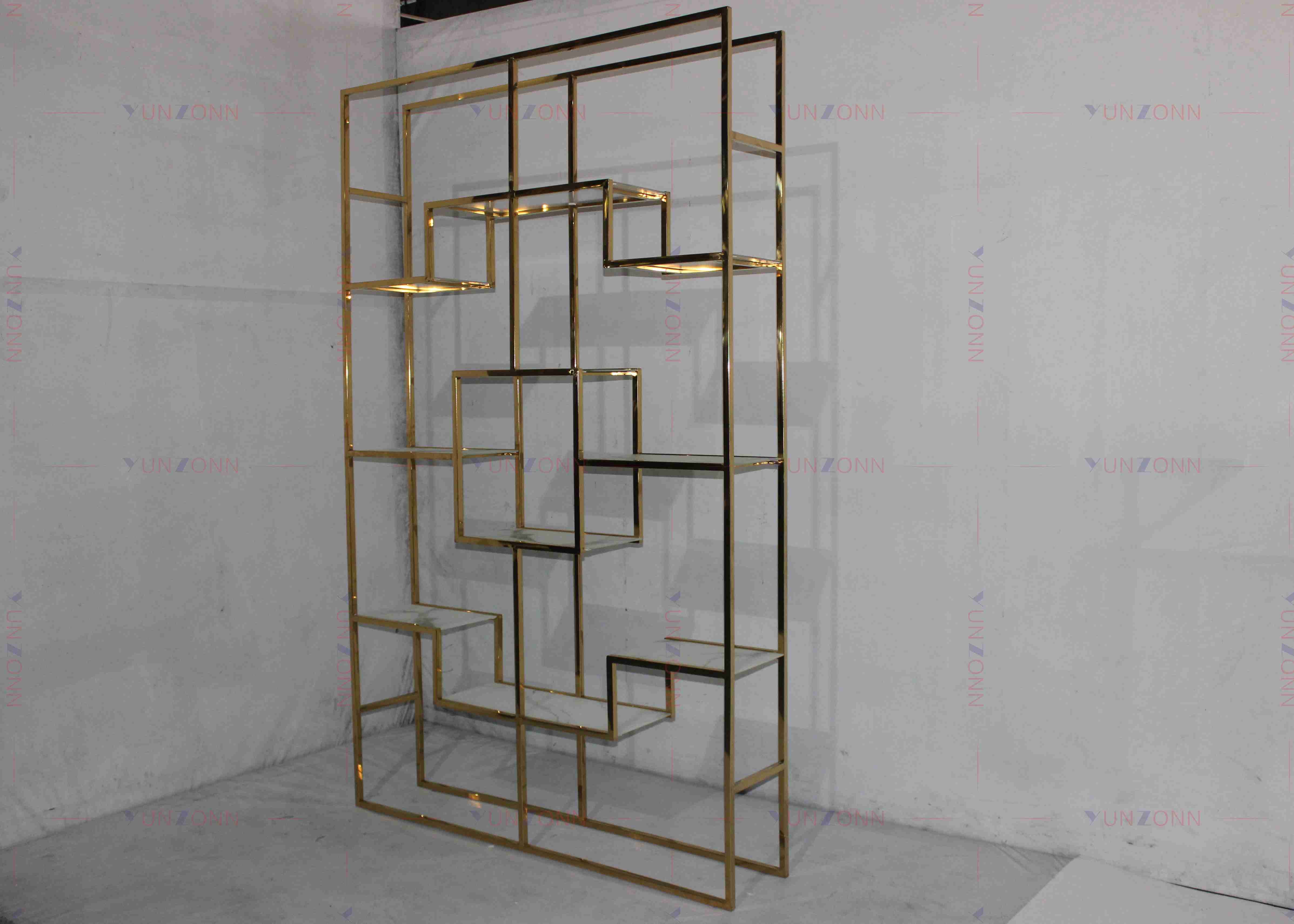 Stainless Steel Golden Modern Wine Rack Cabinet Light Classic Luxury