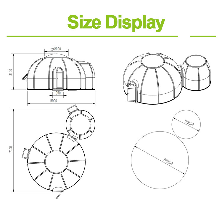 Diameter 5m Glamping Bubble Tent Polycarbonate Outdoor Clear Bubble Tent