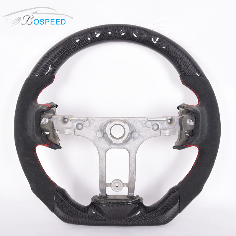 D Shape Black Alcantara Sports Cadillac Xt5 Steering Wheel Carbon Fiber Gloss