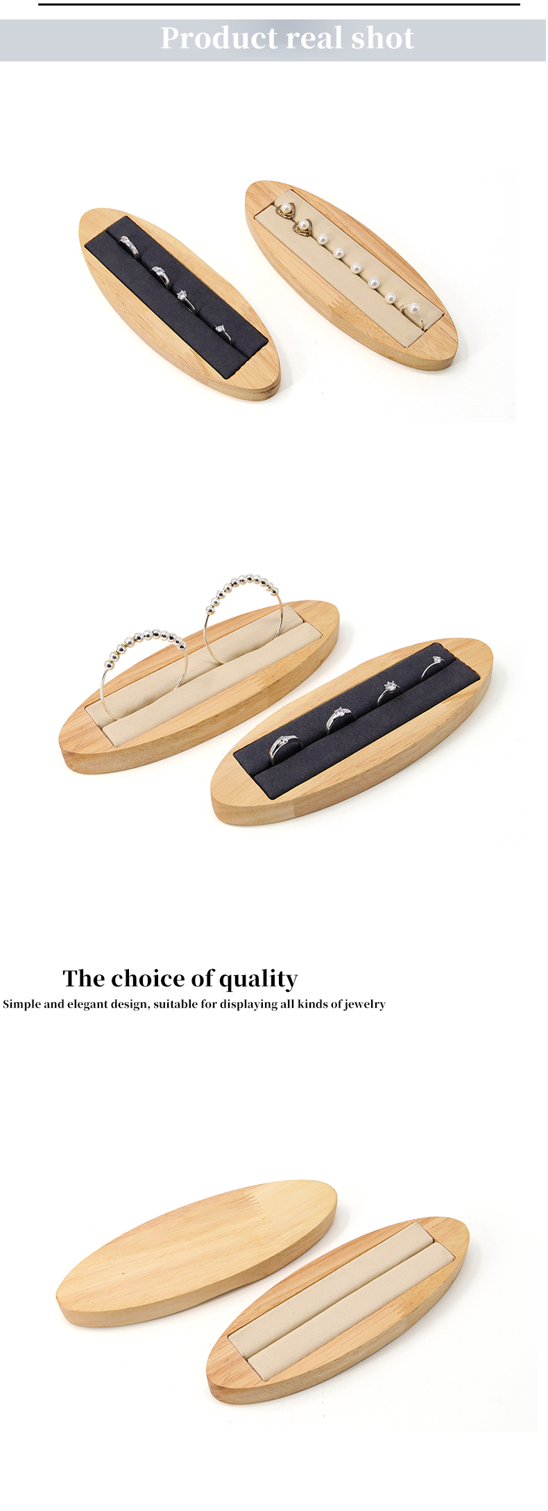 Multipurpose Solid Wood Oval Jewelry Display Plate For Ring Ear Studs Exhibition