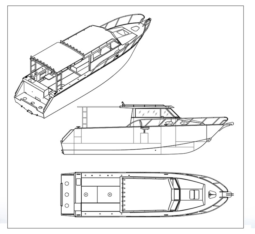 30ft V - Hull Aluminum Fishing Boats Saltwater Fishing Boats Outboard Engine