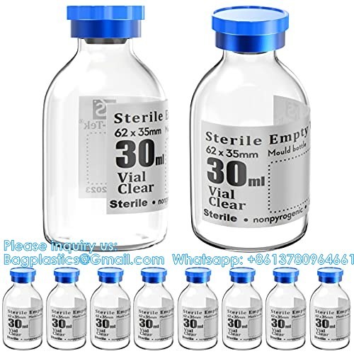 Sterile Empty Vials With Self Healing Injection Port, With Flip Off Aluminum Cap,Sterile Package (30ml,10)