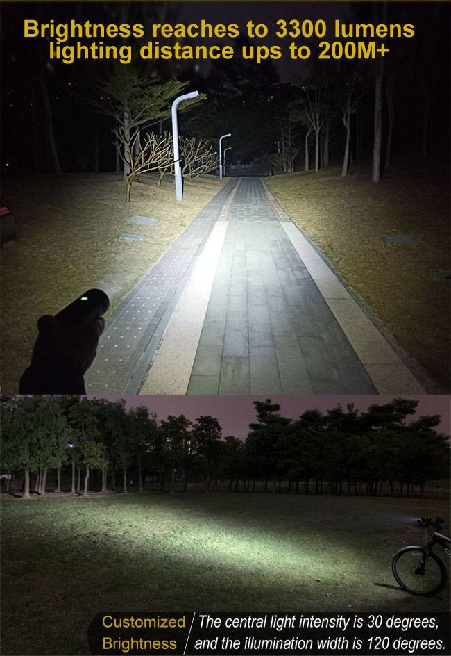Rechargeable Cylindrical Bike LED Flashlight Waterproof Aluminum Material