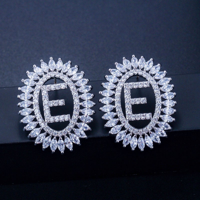 Fashion CZ Letter Earrings Jewelry Christcross-row Earrings necklace jewelry set