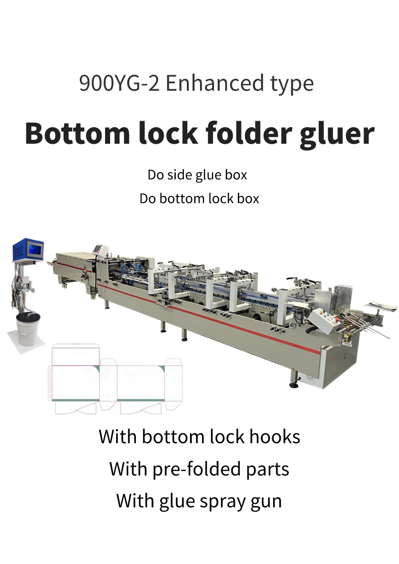 Total length 9.6m automatic lock bottom folder gluer for cardboard box folding machine