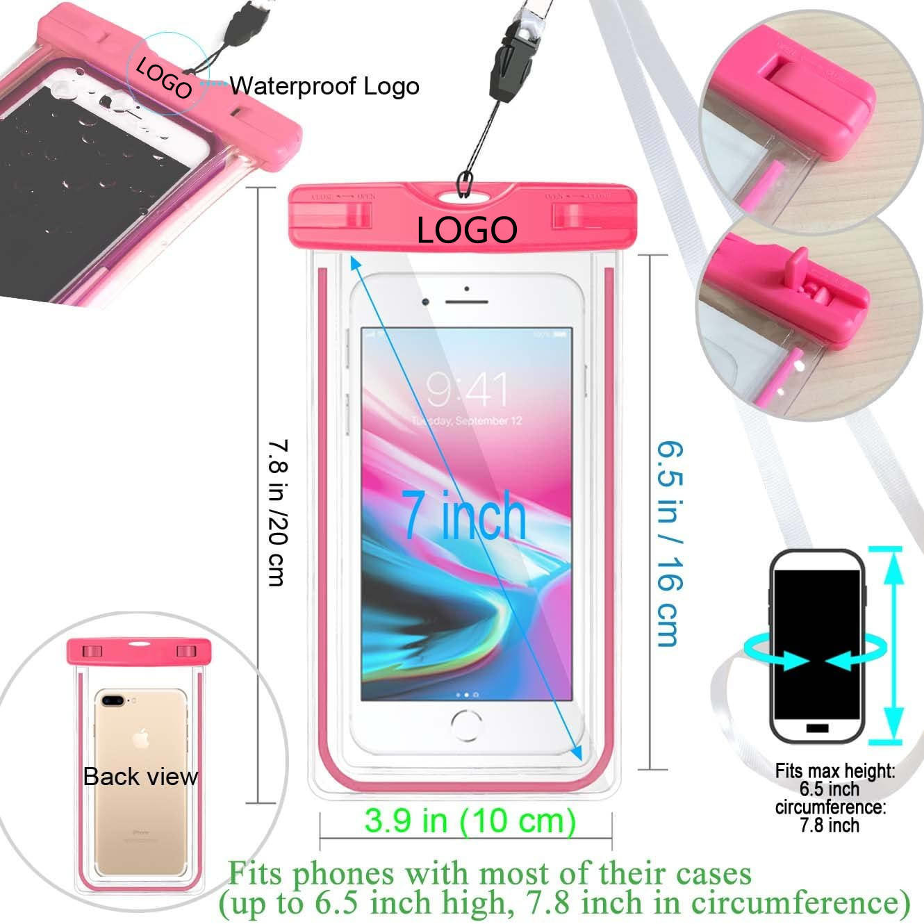 Water Resistant Cell Phone Pouch Universal Underwater Ipx8 Waterproof Phone Case