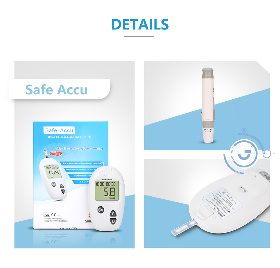 Durable Blood Glucose System,Blood Sugar Monitoring Machine SAFE ACCU Sinocare sannuo Medical Diabetes Devices