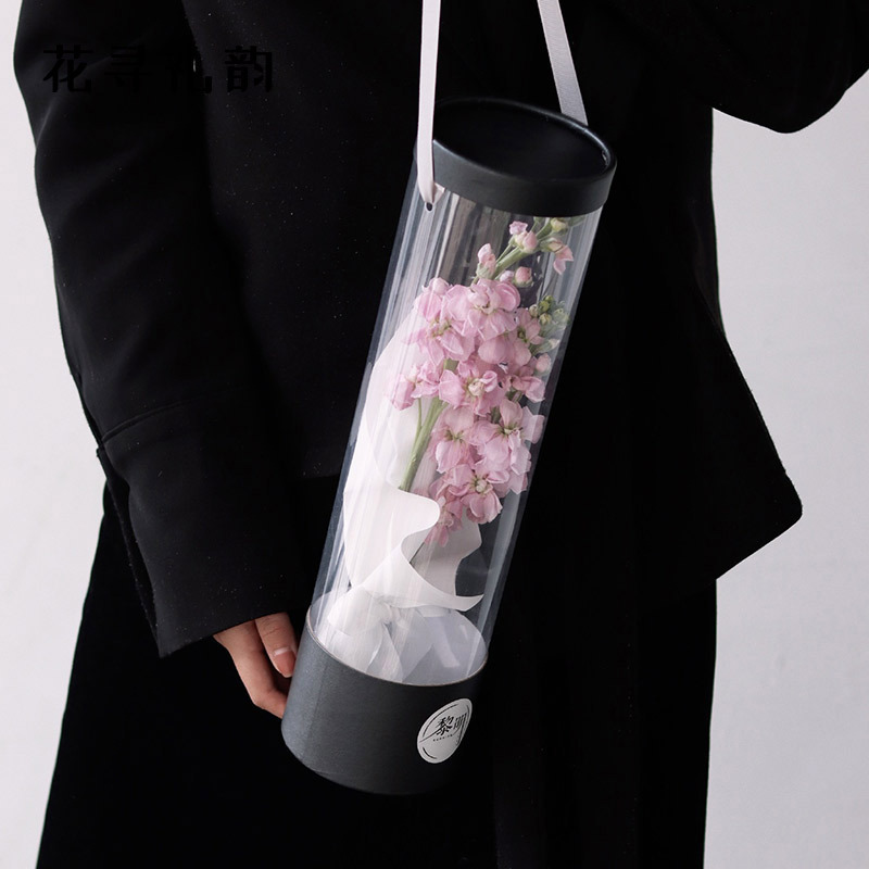4c Offset Printing Round Cardboard Custom PVC Transparent Window Cylinder Flower