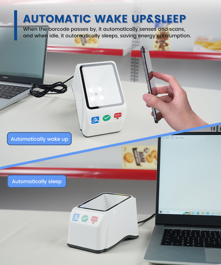 2D Payment Code Reader Self Service Scanner Platform Box Wired Desktop Barcode Scanner
