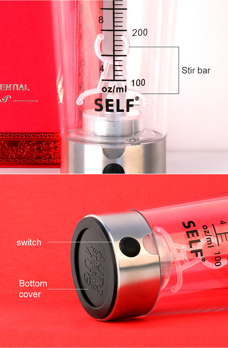 15oz Automatic Transparent Electric Mixing Bottle 400ml Mixing Coffee Cup