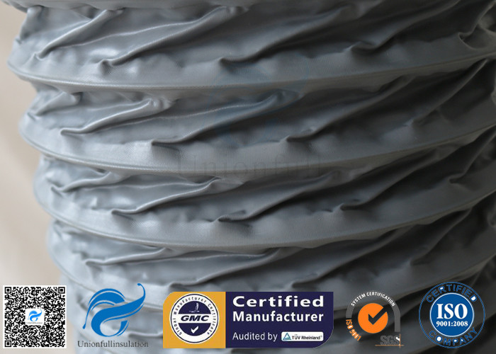 6" Grey PVC Coated Fiberglass Fabric Flexible Air Duct For Fume Extraction