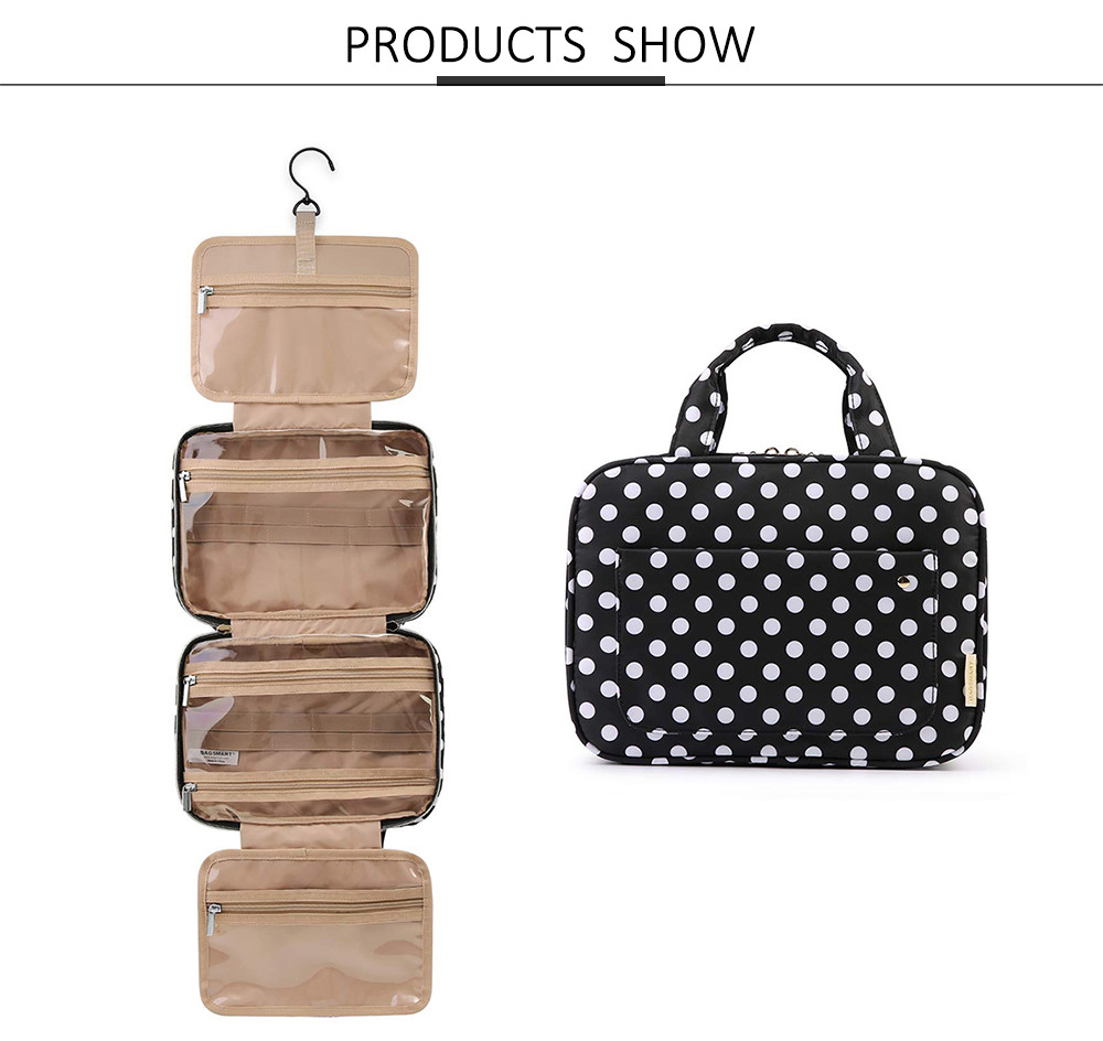 Waterproof Dots Nylon Hanging Travel Toiletry Bag