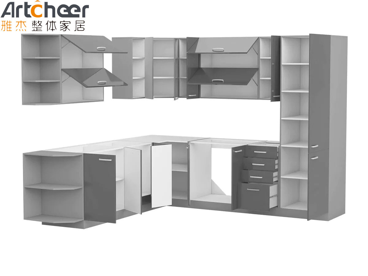 Villa Kitchen Granite Top Cupboard with Beveled Edge Countertop and E0 Grade Material