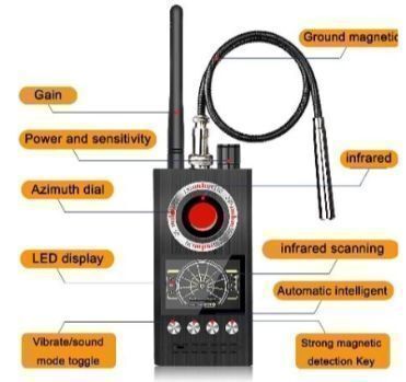 Magnetic Type GPS Hunter Multifunctional Spy Camera Detector, GPS Finder RF Scanner Infrared