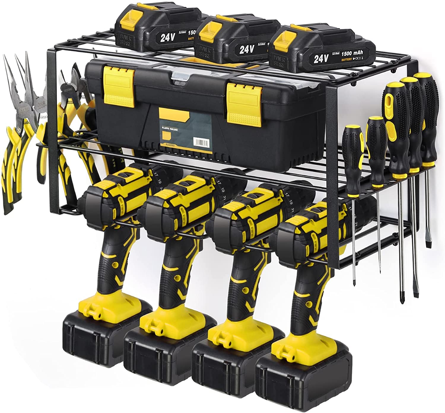 Wall Mount Electrician Tool Rack for Cordless Drill Classification Non-folding Rack