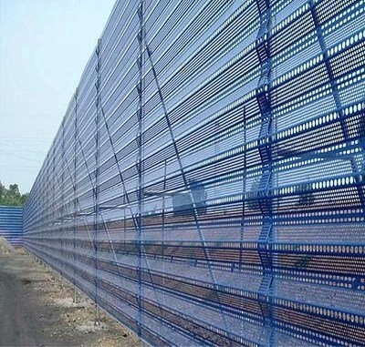 Perforated Windbreak Fence Panels Dustproof Galvanized Metal Fence Rails