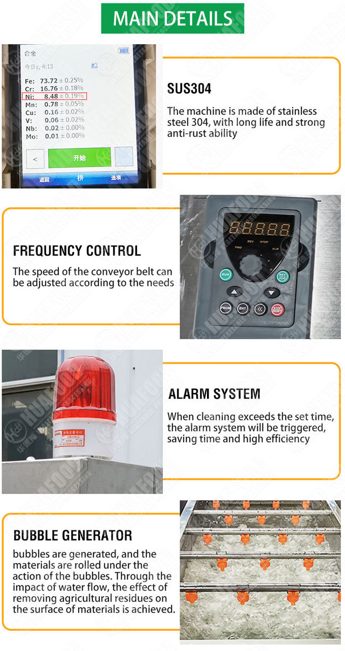 Air Bubble SS304 3.75KW Ozone Fruit Washing Machine