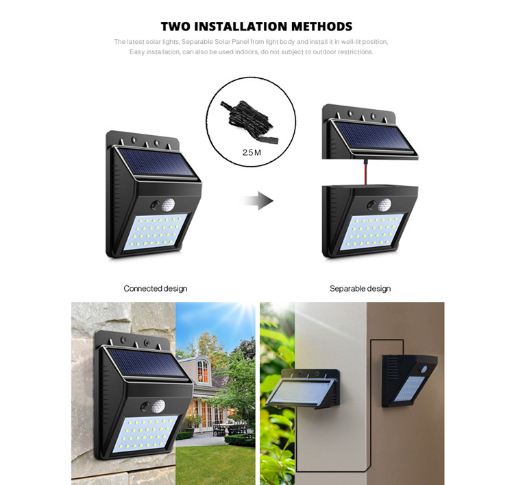Warm / Cool White Solar LED Motion Sensor Waterproof Wall Light 3 Years Warranty