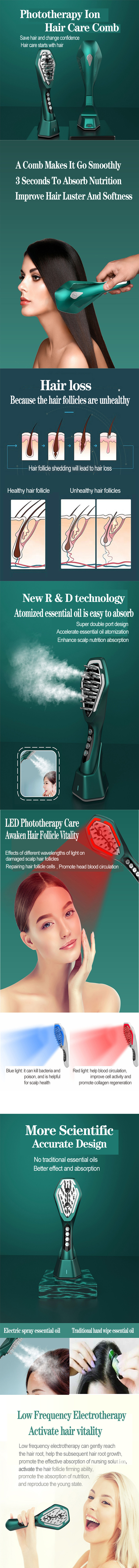 OABES Scalp Applicator Comb Electric Hair Growth Massage Treatment Anti Hair Loss Head Brush Suit for Essential Oil