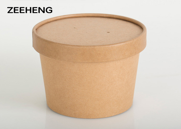 PE Coated 16oz 500ml Matt Salad Food Kraft Paper Bowls Dessert Cup With Lid