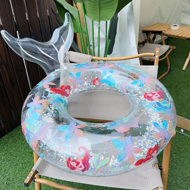 Kids' Outdoor Pool Fun with Inflatable Fish Tail Float Decorations and Swim Tubes