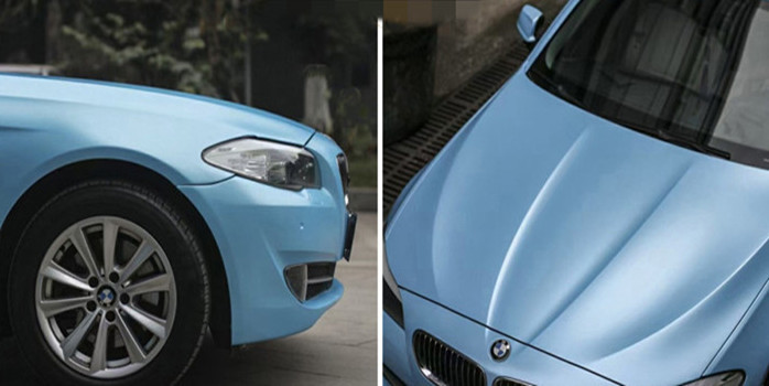 Matte Metallic Electric Light Sky Blue Car Wrap Film Non - Fading