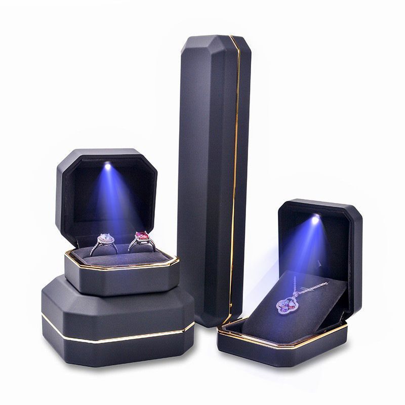 China Factory Wholesale High-End LED Light Plastic Jewellery Gift Box, Jewelry Box Storage Packaging Box Bracelet/Earring/Necklace Display Box