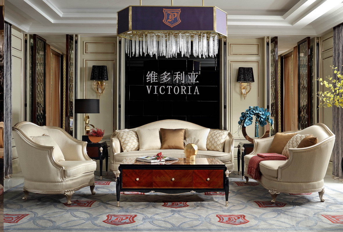 Hotel lobby sofa in Classic design of light grey fabric cushion for 3 set Lounge sofa from Shenzhen to USA furniture