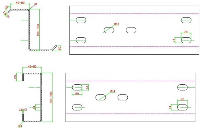 Size Adjustable Purlin Roll Forming Machine With After Cutting
