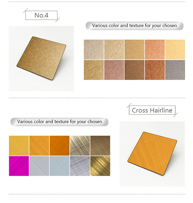 4X10 gold PVD Color Plated 316 Decorative Stainless Steel Sheet 1.2 mm Thick