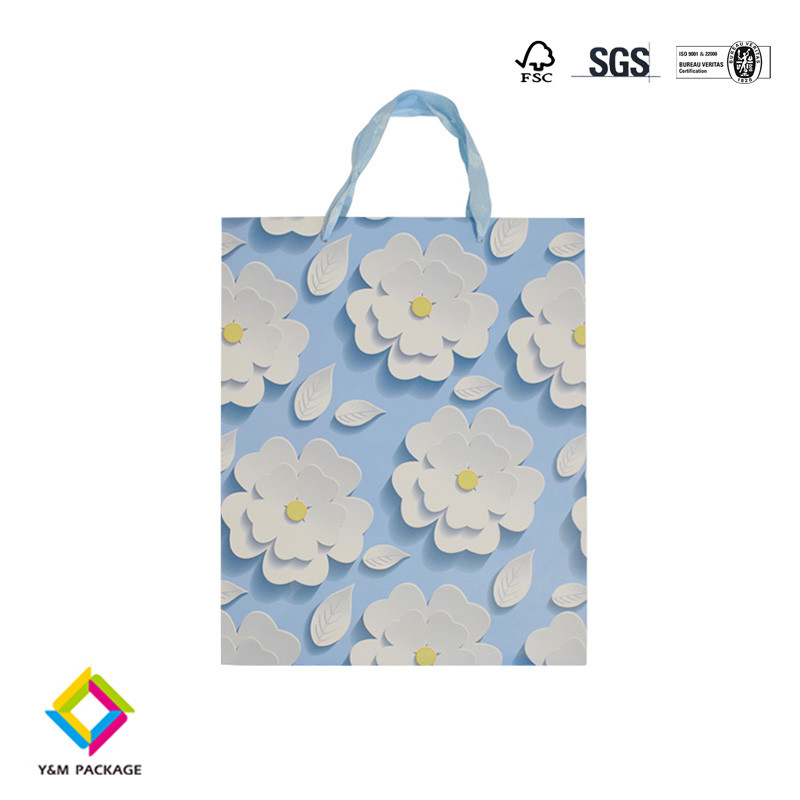 Customized Size Logo Eco Friendly Folding Coated Paper Bag With Handle