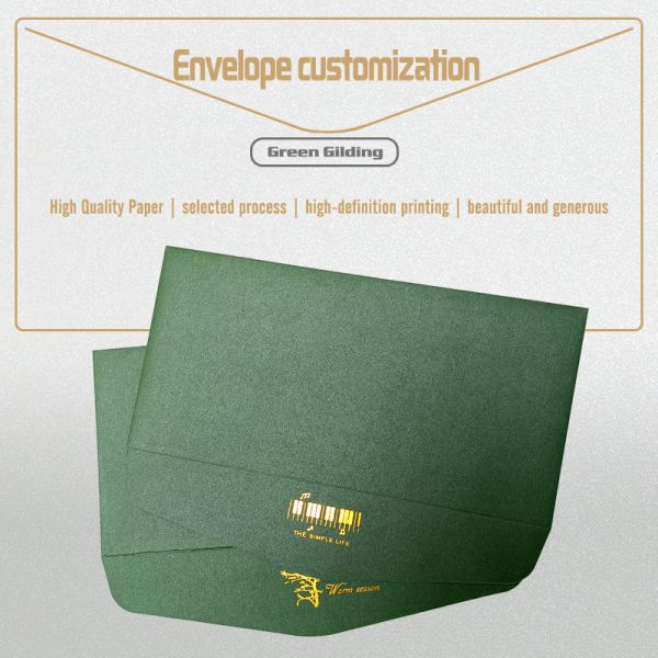 Glossy Art Paper Fluorescence Green Gift Envelope Customized Printing