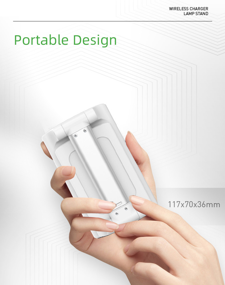 Flat Aluminium Foldable Led Desk Lamp With Wireless Charger Usb Charging For Iphone