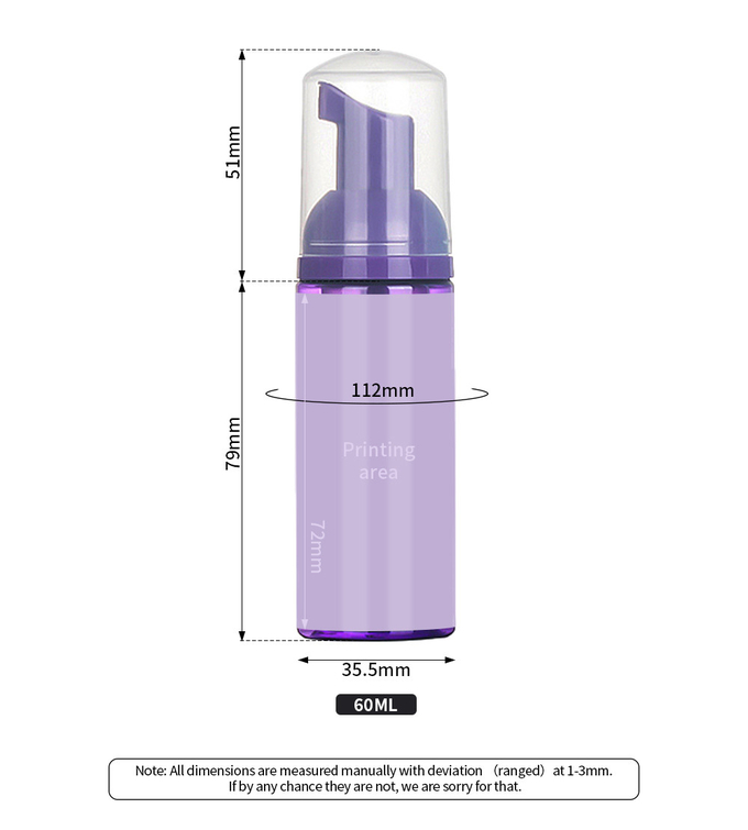 Clear Black 2 Oz Foam Pump Bottles 130mm Height 35.5mm Diameter
