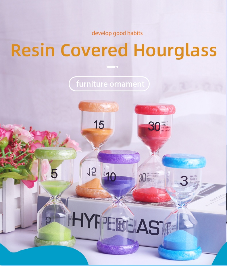 Colorful Plastic Sand Timer Clock 2 3 5 10 15 30 Min Kids Game Hourglass
