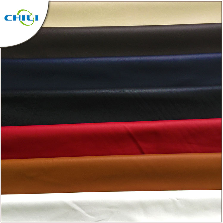 Red PU Leather Fabric , Leather Like Material High Elasticity Wear Resistant
