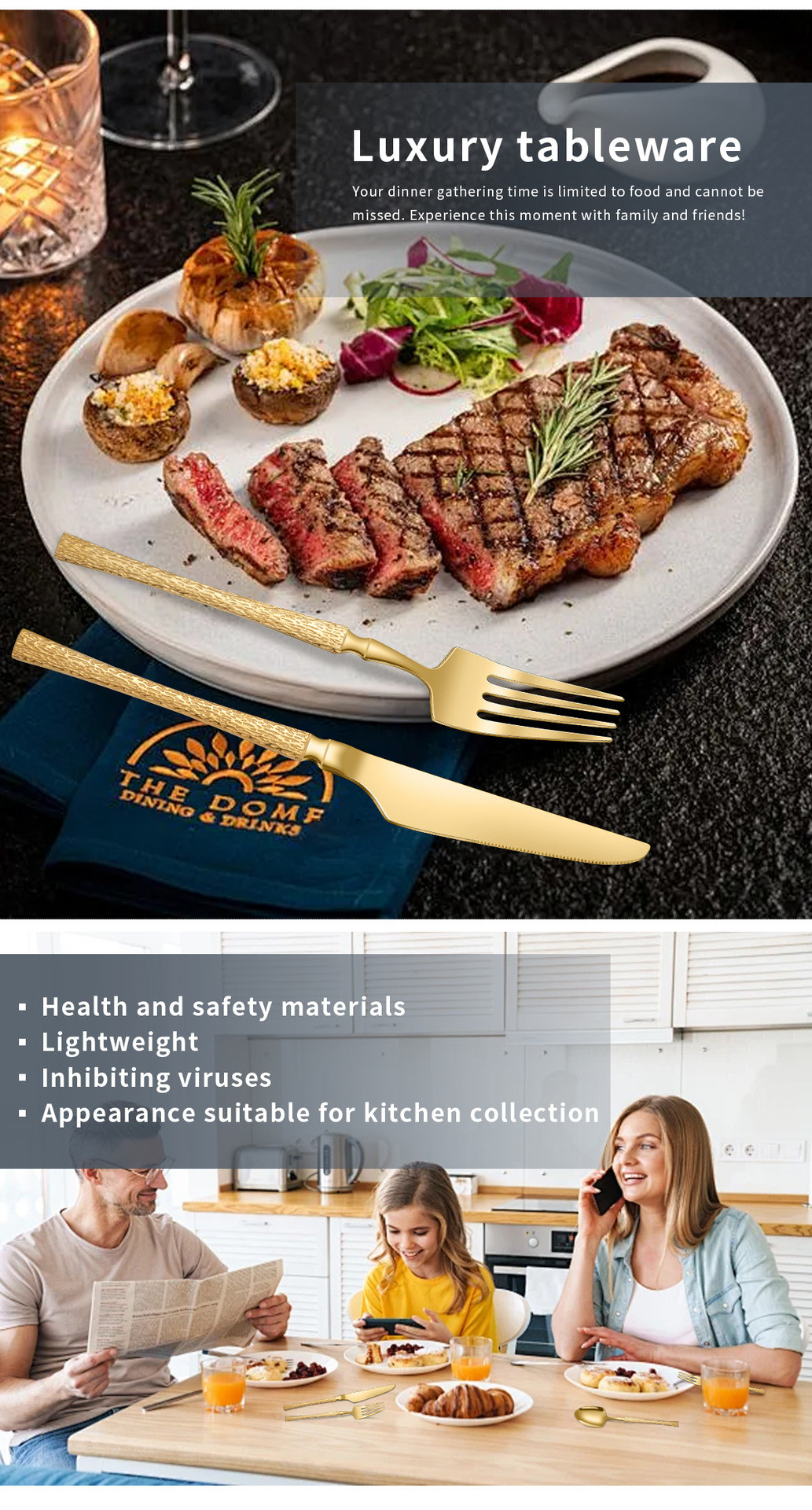 Stainless Steel Cutlery Set 20 Piece Small Waist Hammer Pattern Stainless Steel Western Cutlery Gift Box