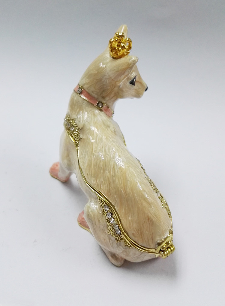 Factory direct selling New design Pewter Alloy Crown Dog metal trinket box