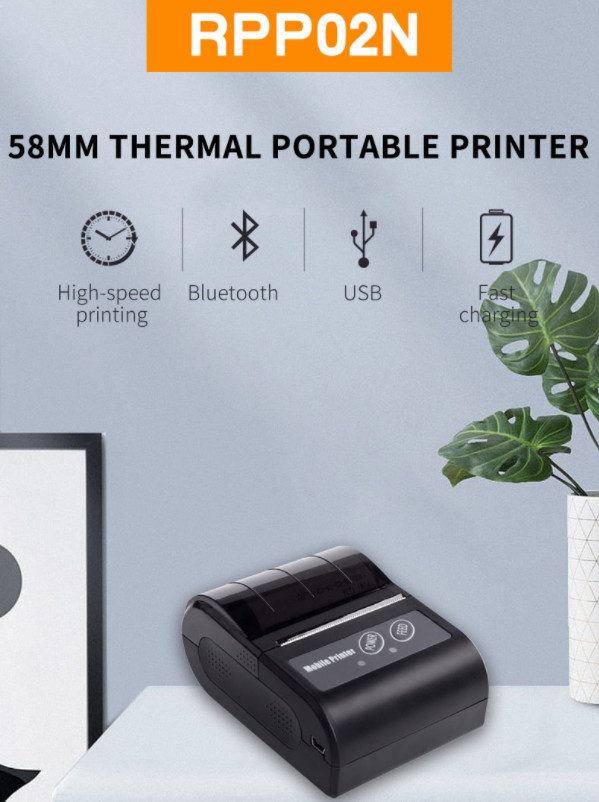 ESC POS Bluetooth Barcode Scanner 203dpi 58mm Bluetooth Thermal Printer