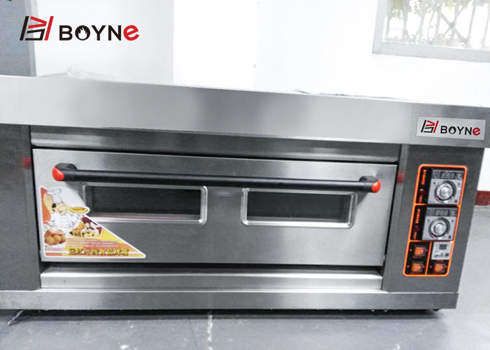 Commercial Double Glass Door Bakery Deck Oven Stainless Steel 1 Deck 3 Trays Bread Oven