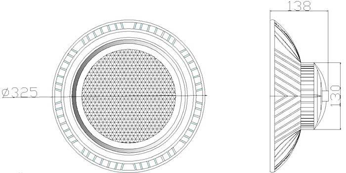LED Mining Lamp UFO 100W Product size chart