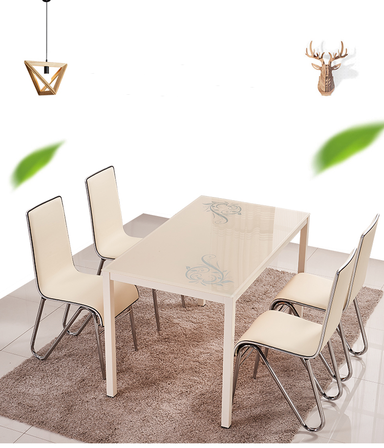 Powder Coating Glass Top Dining Room Table , Glass Dining Table And 4 Chairs