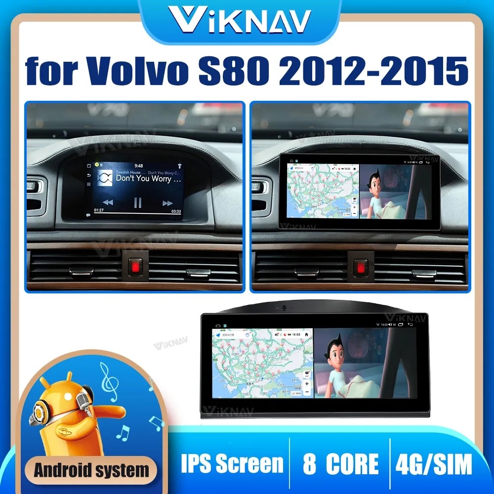 For 2012-2015 Volvo S80/V70 8.8 Inch Android Auto Car radio Navigation GPS Multimedia Player Wireless Carplay 4G