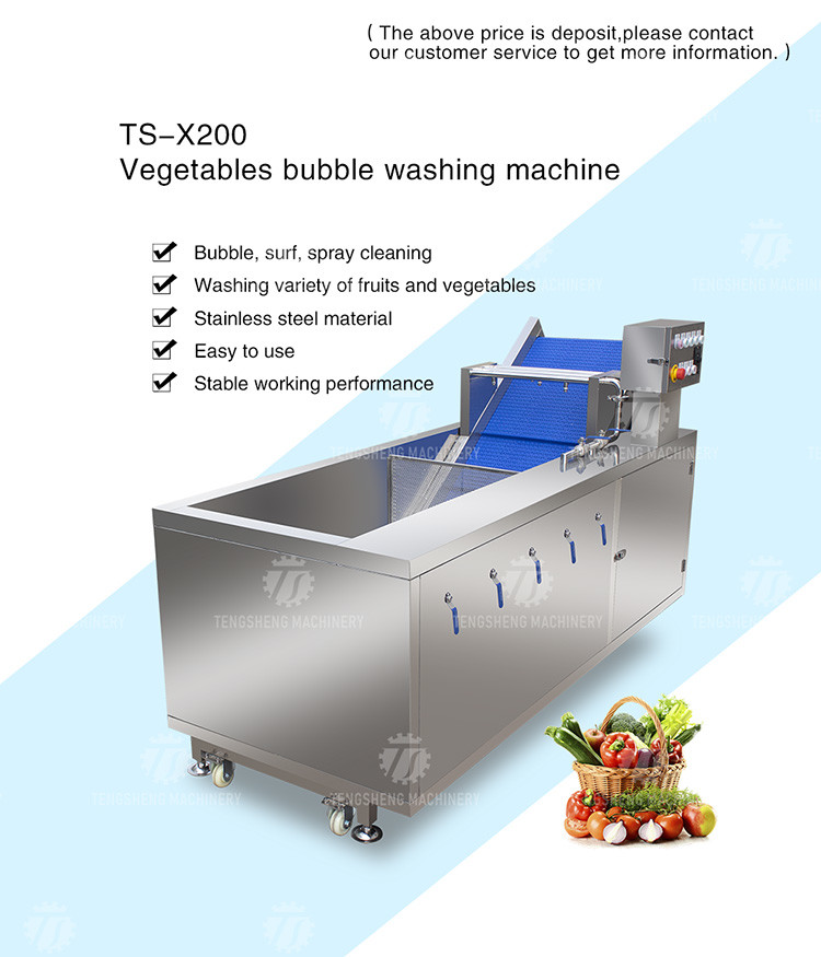185KG Commercial fruit and vegetable washing machine stainless steel ozone disinfection bubble washing machine