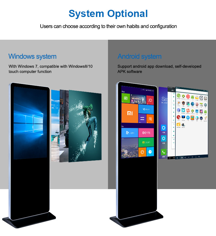 All In One Floor Standing LCD Advertising Player For Subway Stations Airports