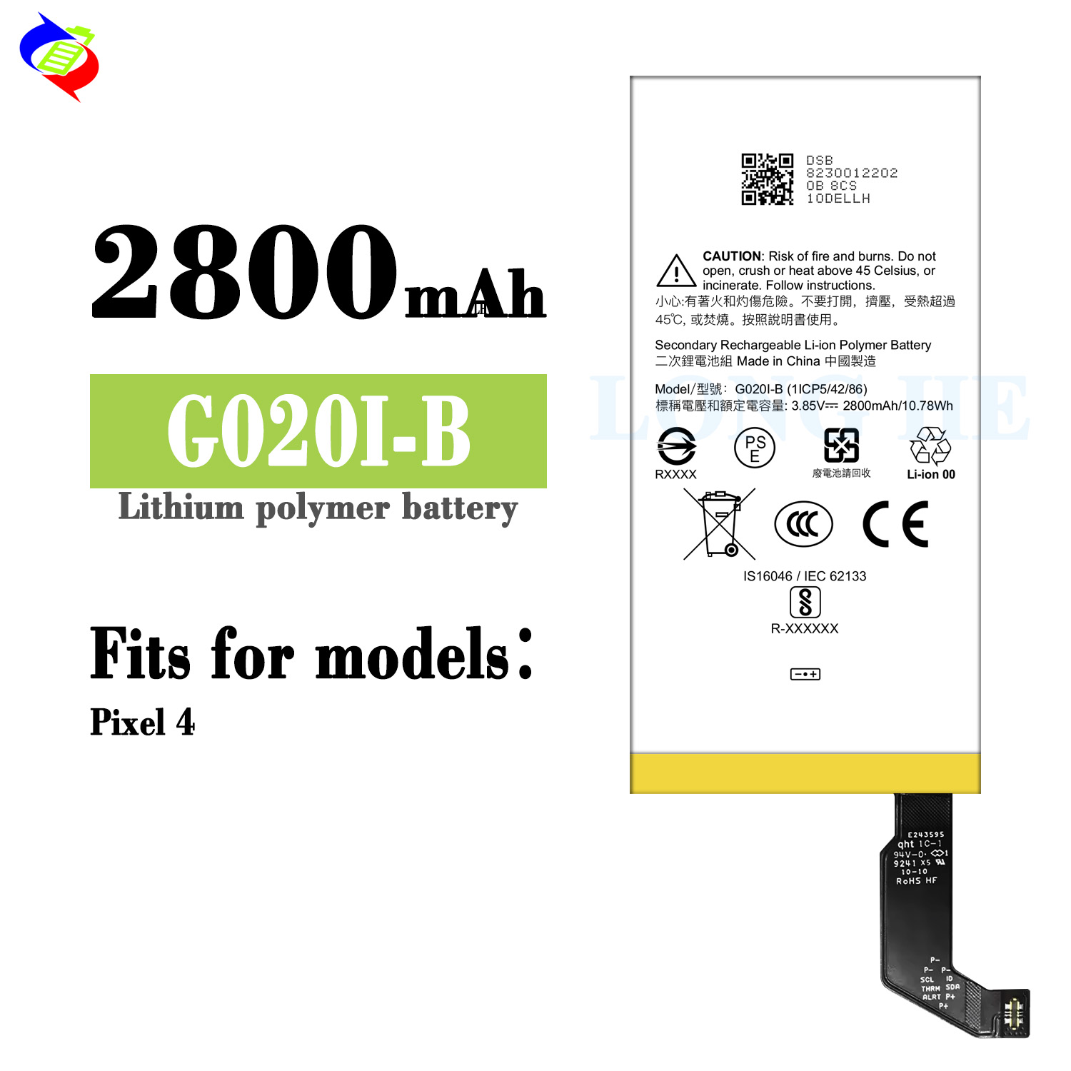 Stock 2800mah G020I-B Battery for Google Pixel 4 RECHARGABLE and High Capacity