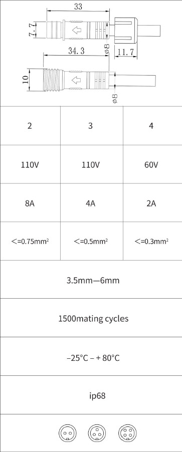 Customized M10 Pvc Male And Female Head Wrapped Adhesive Street Lamp Shared Bicycle Waterproof Connector